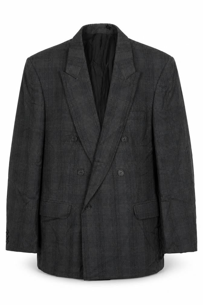 Brentoni Mens Grey Plaid  Jacket Suit Jacket Size 40