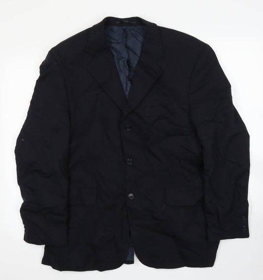 Burton Mens Black Striped  Jacket Suit Jacket Size 44