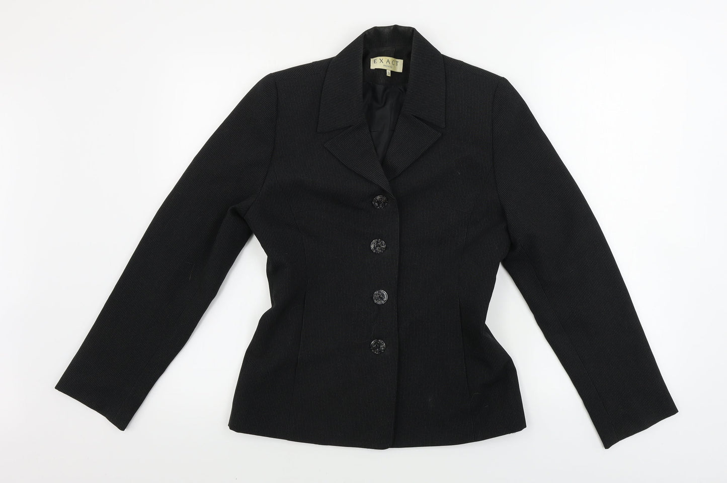 Exact  Womens Black Striped  Jacket Blazer Size 6