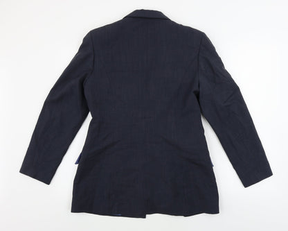 Back view of Dunes Store women’s blue jacket blazer, size UK 12