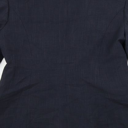Brand and care label for Dunes Store women’s blue jacket blazer, size UK 12