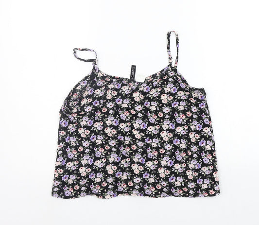Divided by H&M Womens Black Floral  Basic Tank Size 6