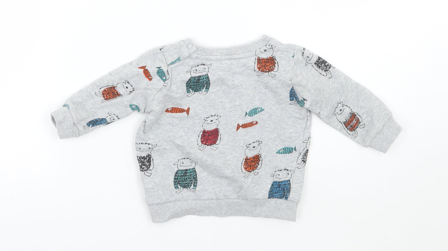 Marks and Spencer Baby Grey Geometric  Pullover Jumper Size 3-6 Months