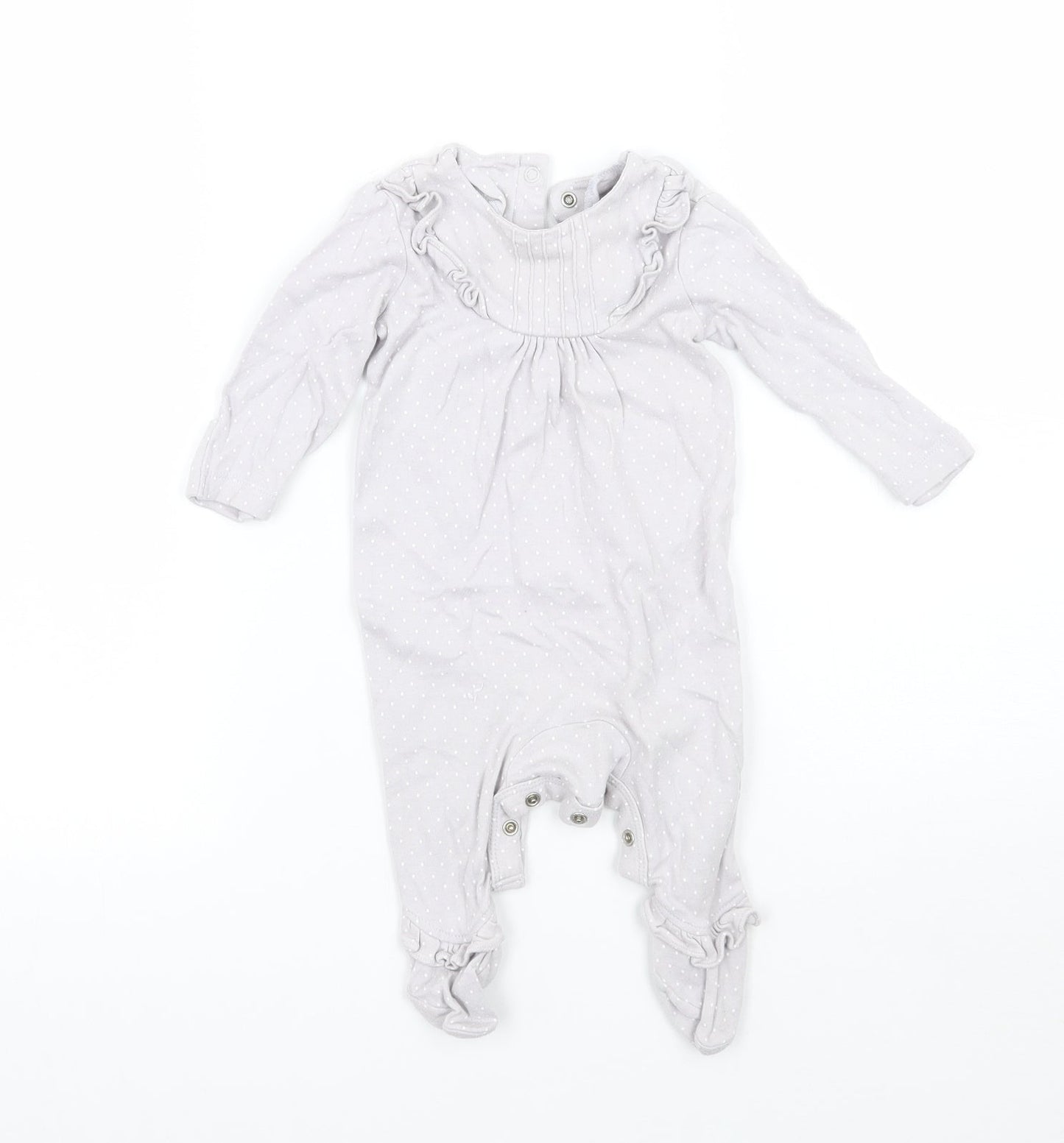 Mothercare Baby Grey Polka Dot  Babygrow One-Piece Size 0-3 Months