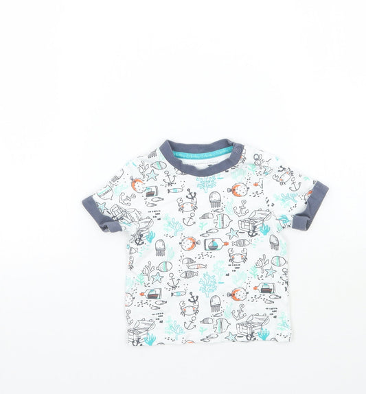 TU Baby White Geometric  Basic T-Shirt Size 3-6 Months