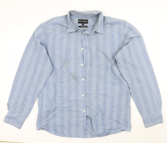 Marks and Spencer Mens Blue Striped   Button-Up Size M