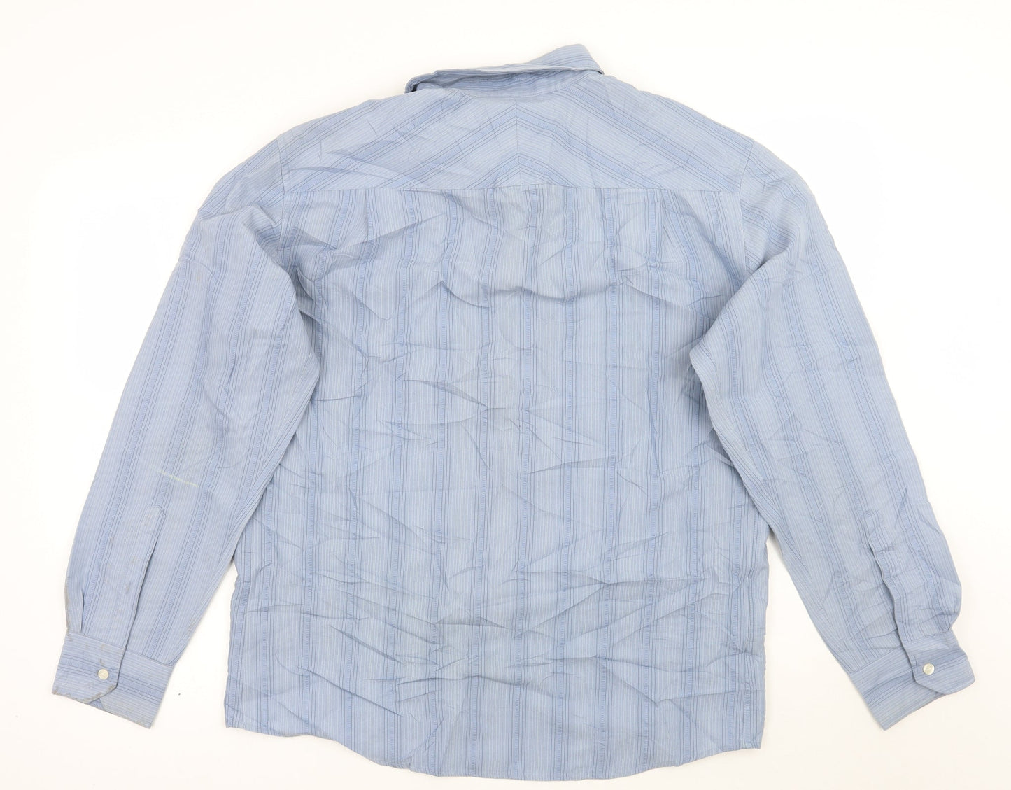 Marks and Spencer Mens Blue Striped   Button-Up Size M