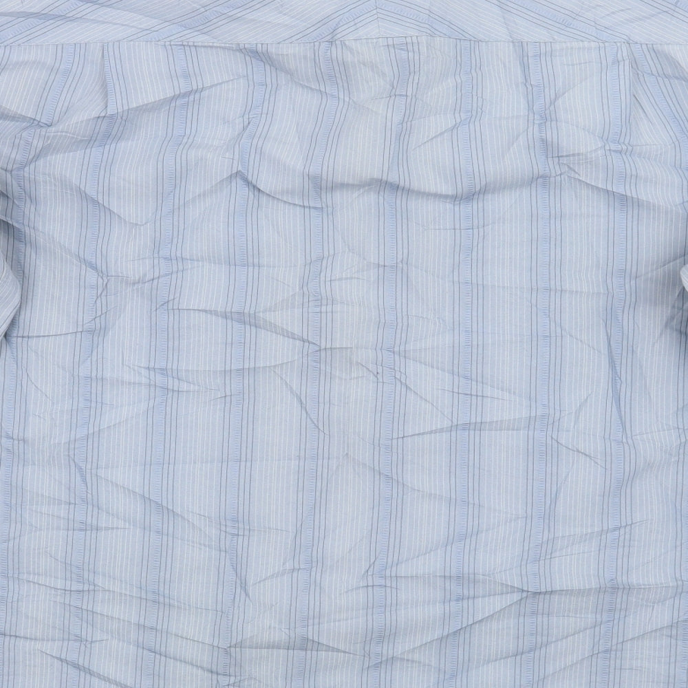 Marks and Spencer Mens Blue Striped   Button-Up Size M