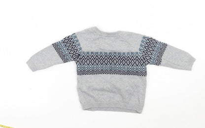 Back view of Tu Baby Grey Geometric jumper, size 3-6, Months
