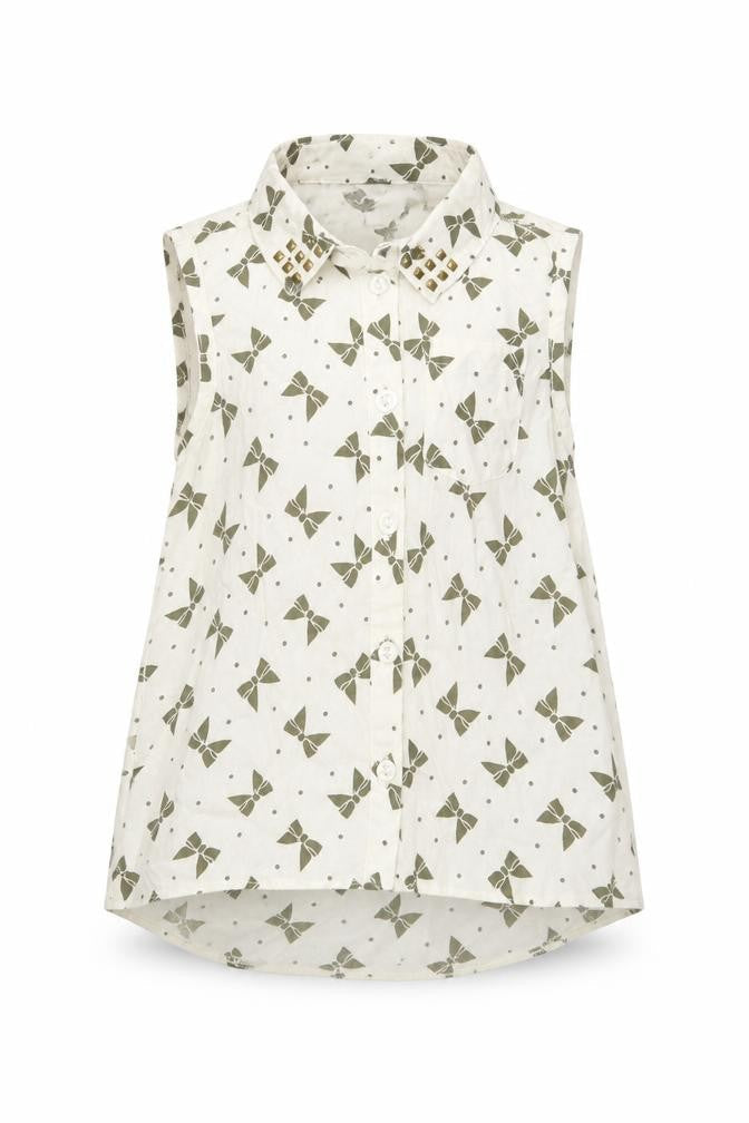 F&F Girls Ivory Geometric  Basic Button-Up Size 12-18 Months
