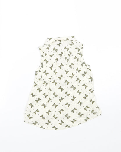 Back view of F&F girls’ ivory geometric basic button-up, size 12-18, months