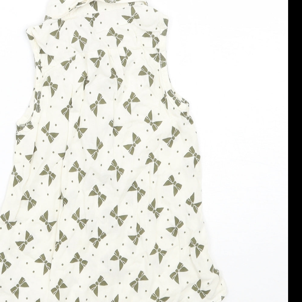 F&F Girls Ivory Geometric  Basic Button-Up Size 12-18 Months