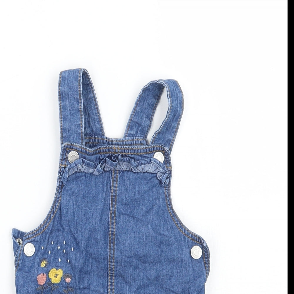 Fred & flo Girls Blue   Pinafore/Dungaree Dress  Size 3-6 Months
