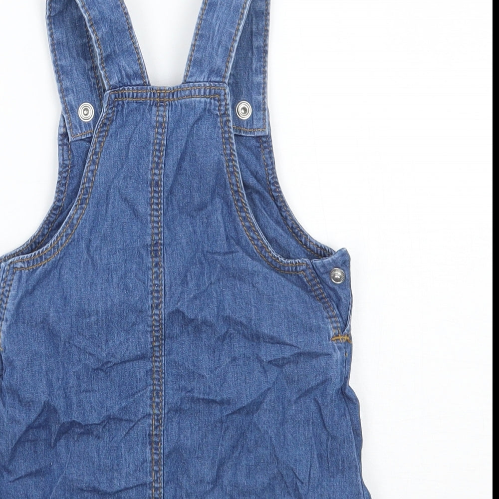 Fred & flo Girls Blue   Pinafore/Dungaree Dress  Size 3-6 Months