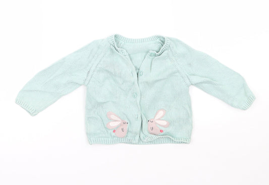 Marks and Spencer Girls Green   Cardigan Jumper Size 6-9 Months