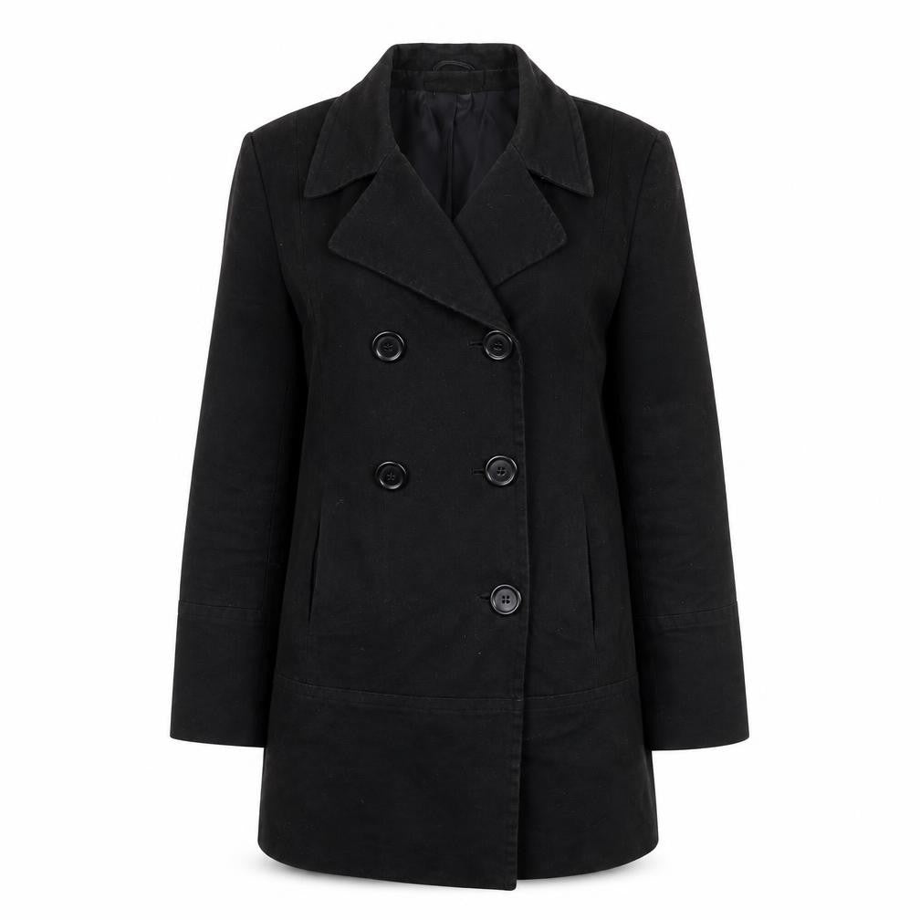 Liquid Womens Black   Overcoat Coat Size 12  - Shoulder Pads