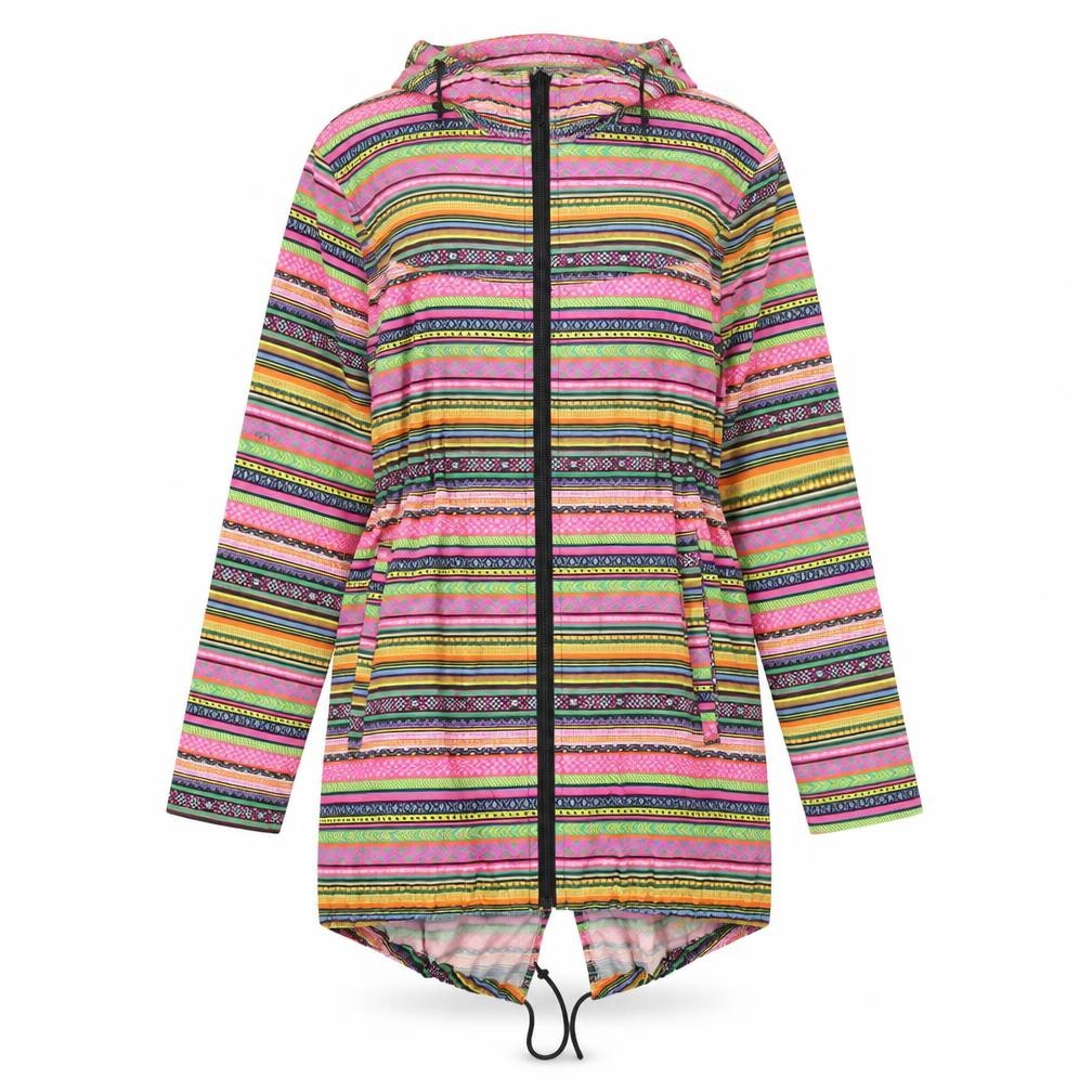 Denim co Womens Black Striped  Rain Coat Coat Size S