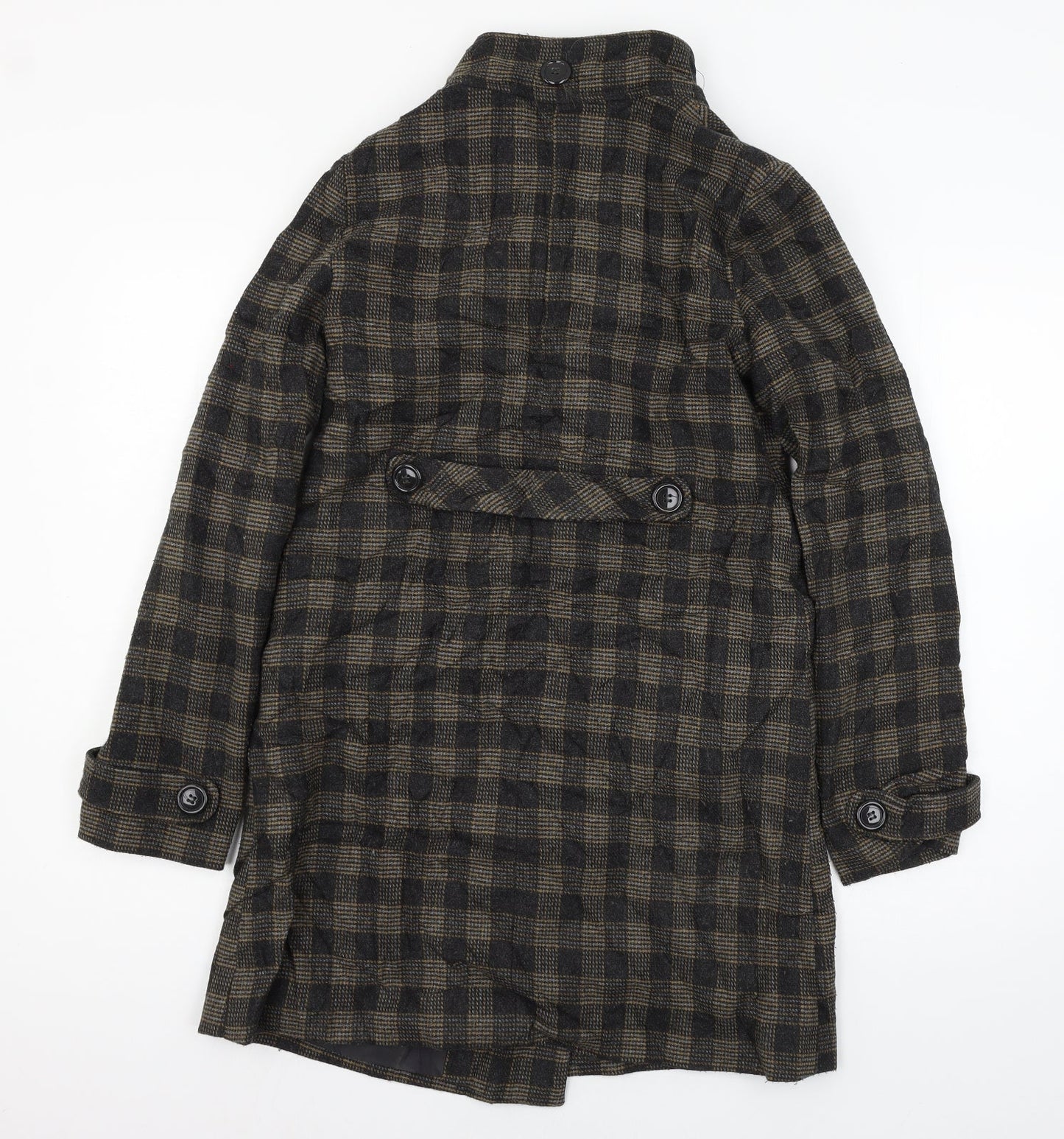 Topshop Womens Brown Check  Overcoat Coat Size 8