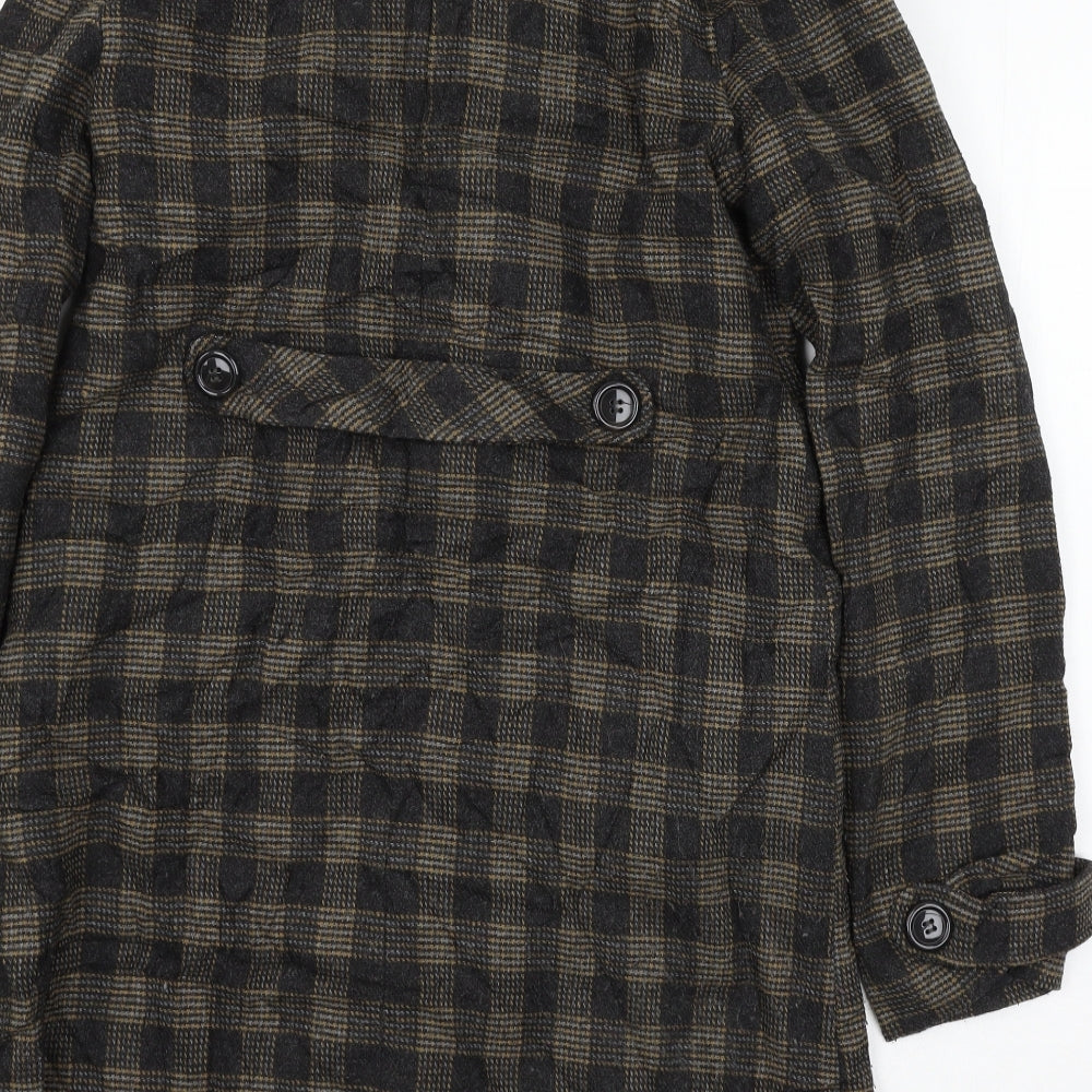 Topshop Womens Brown Check  Overcoat Coat Size 8