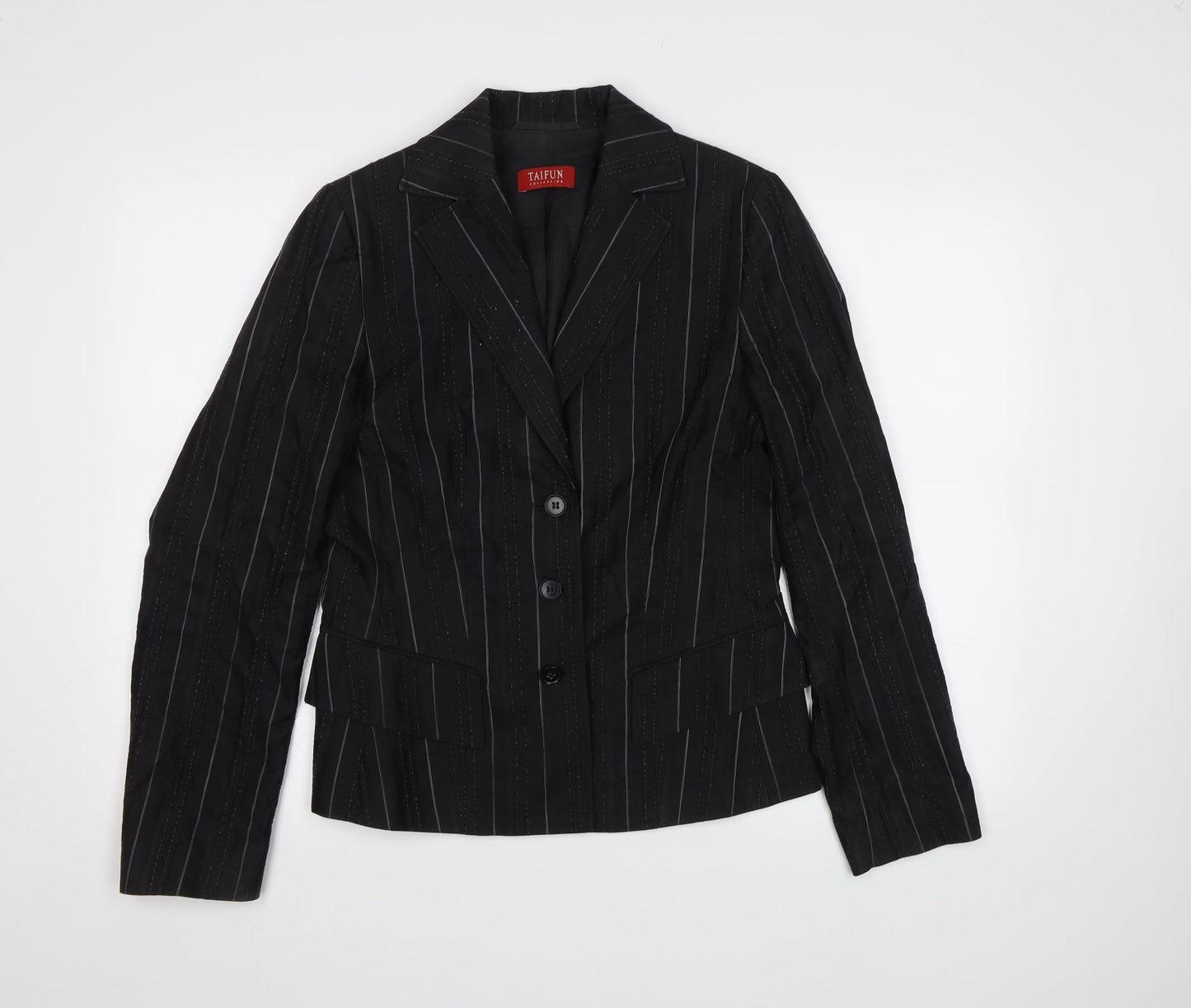 Taifun Collection Womens Black Striped  Jacket Blazer Size 8