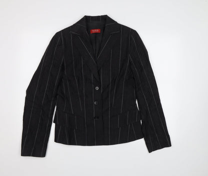 Taifun Collection Womens Black Striped  Jacket Blazer Size 8