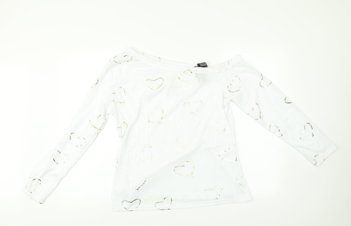 Preworn Womens White    Pyjama Top Size L  - Heart print
