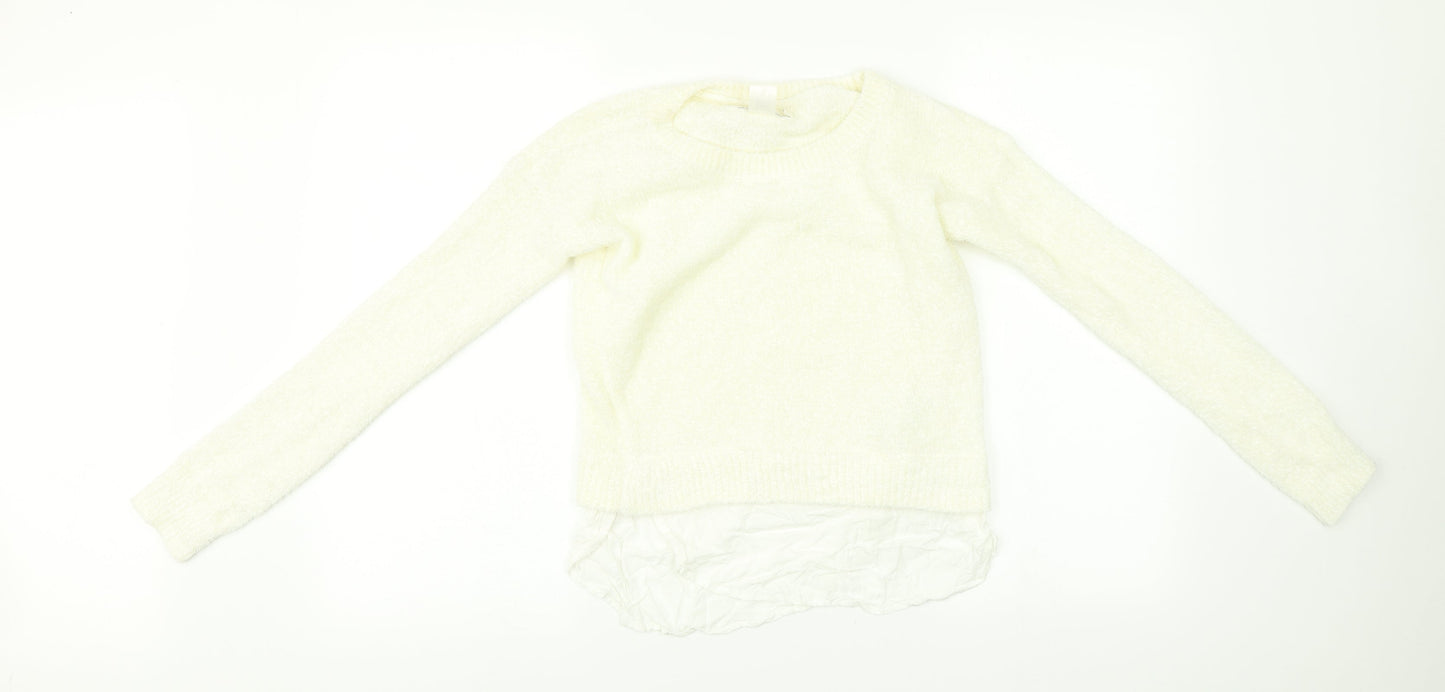 H&M Girls White   Pullover Jumper Size 11-12 Years