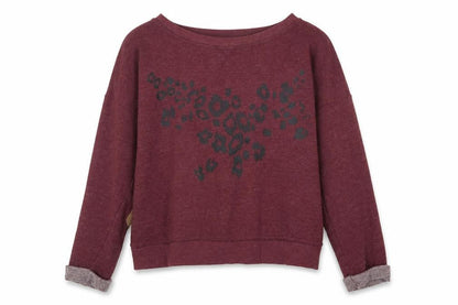 Front view of Atmosphere women’s red animal print pullover sweatshirt, size UK 12