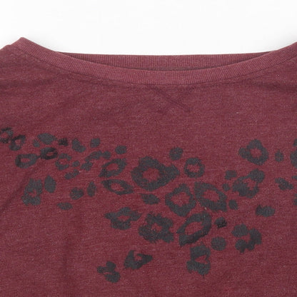 Close-up detail of Atmosphere women’s red animal print pullover sweatshirt, size UK 12