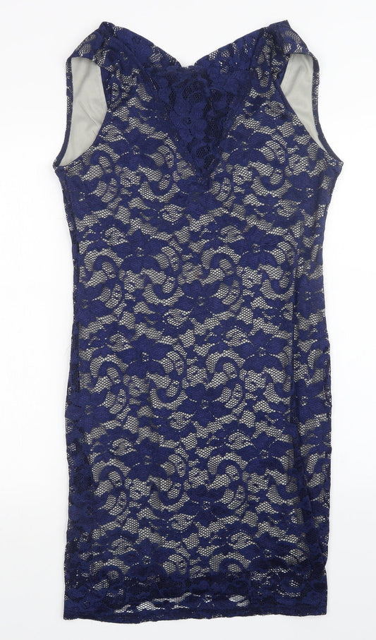Mela London Womens Blue Floral  Sheath  Size 14