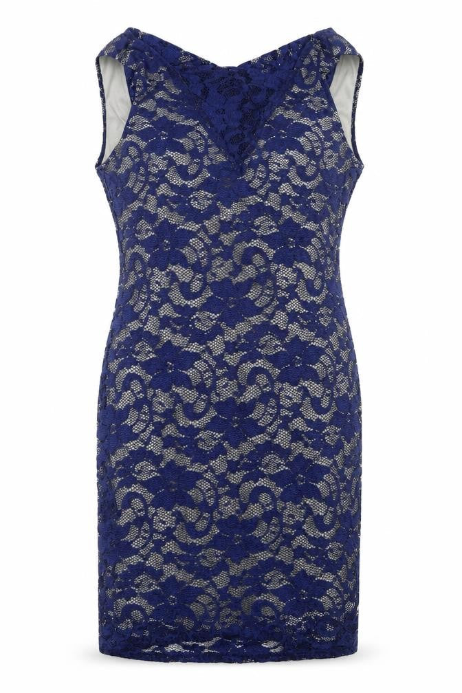 Mela London Womens Blue Floral  Sheath  Size 14