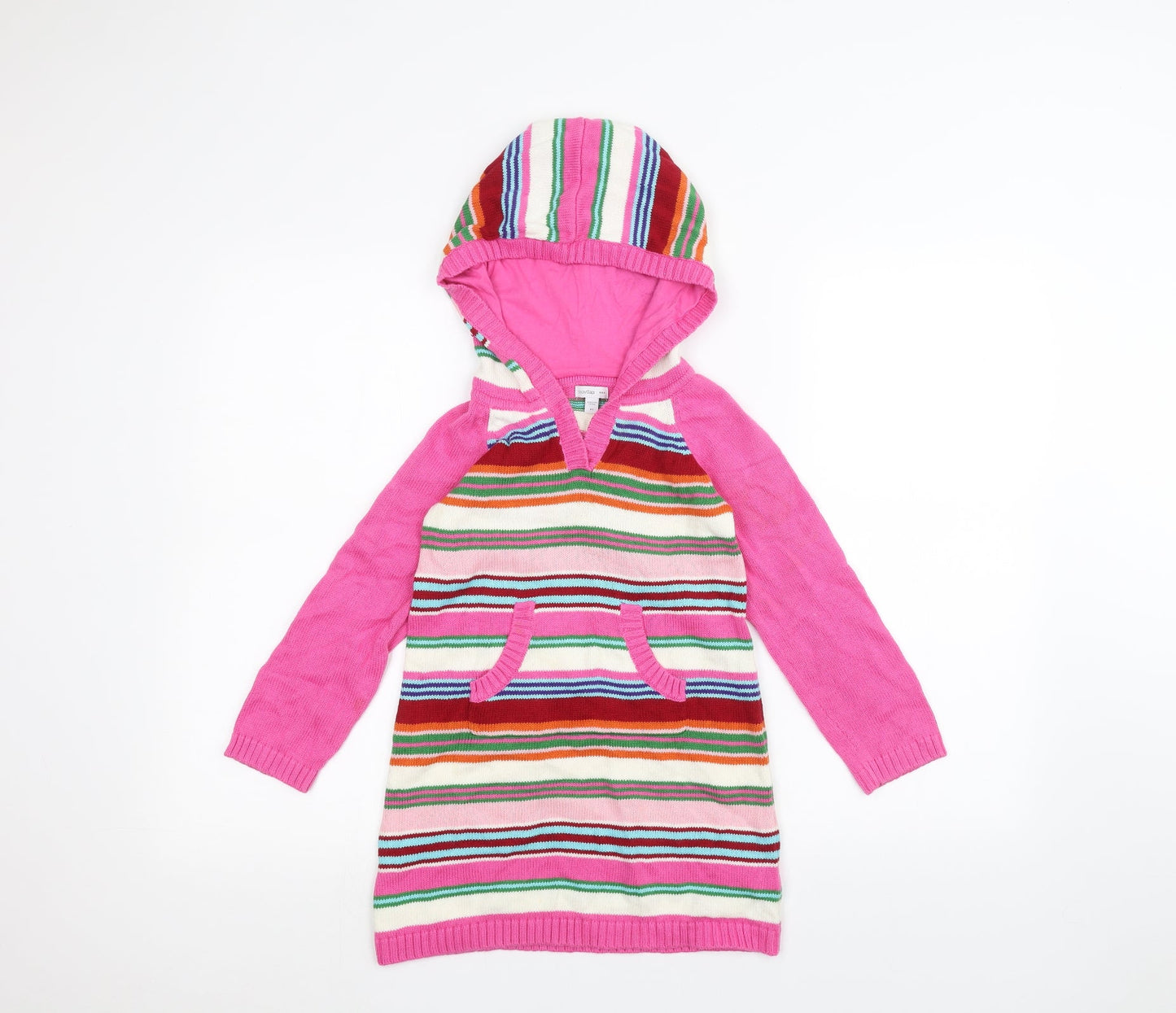 Gap Girls Pink Striped  Pullover Hoodie Size 5 Years