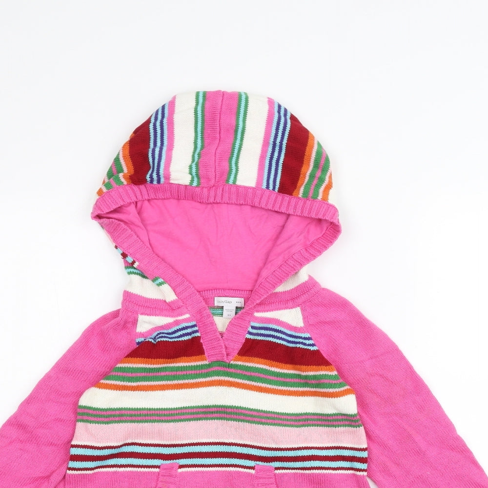 Gap Girls Pink Striped  Pullover Hoodie Size 5 Years