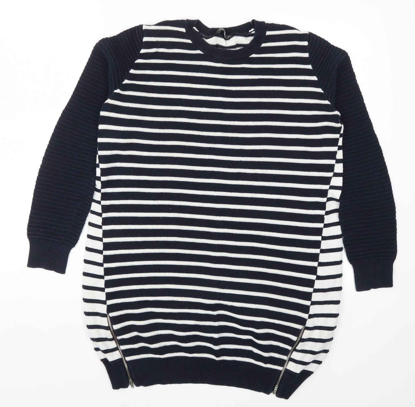 Dorothy Pekrins Womens Blue Striped Knit Pullover Jumper Size 14