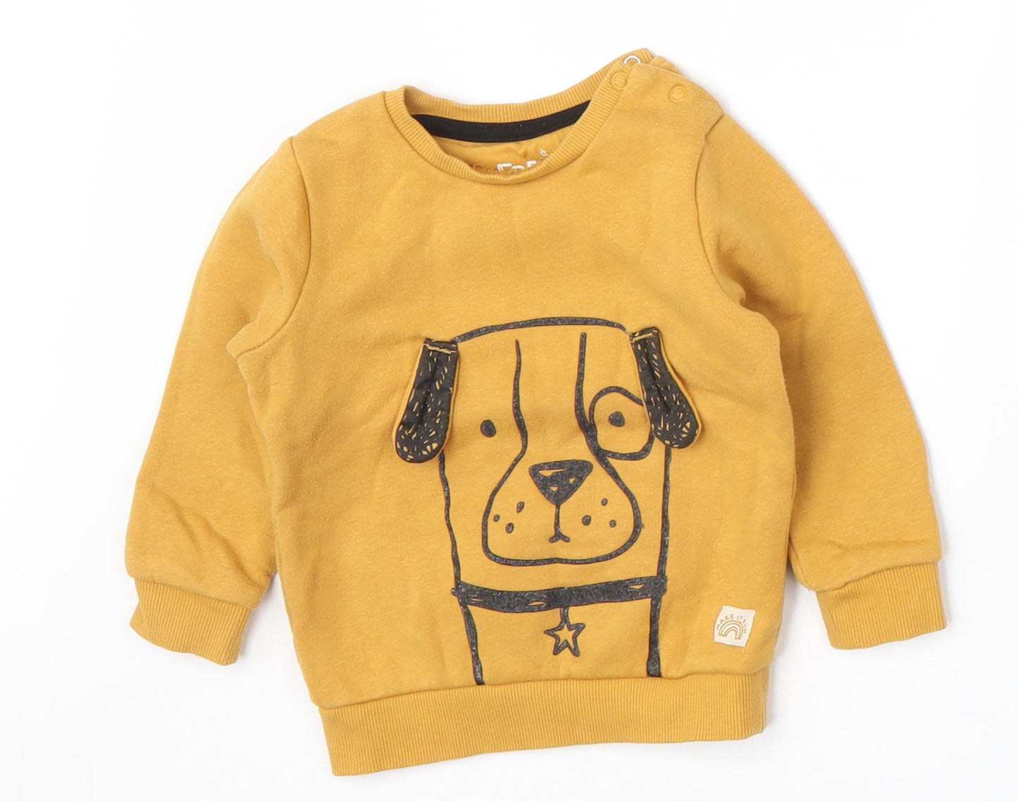 F&F Boys Yellow   Basic T-Shirt Size 9-12 Months  - Dog