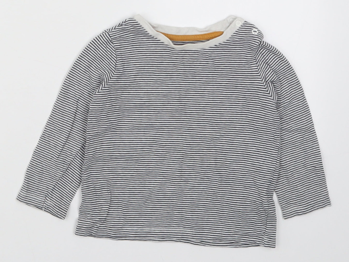 Fred & Flo Boys Blue Striped  Basic T-Shirt Size 12-18 Months
