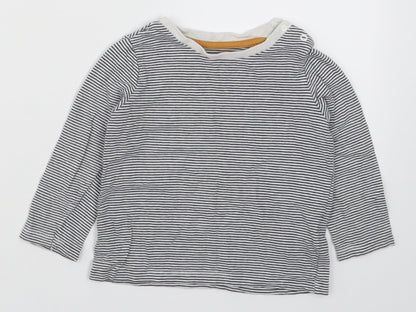 Additional front view of F&F boys’ blue striped basic t-shirt, size 12-18, months