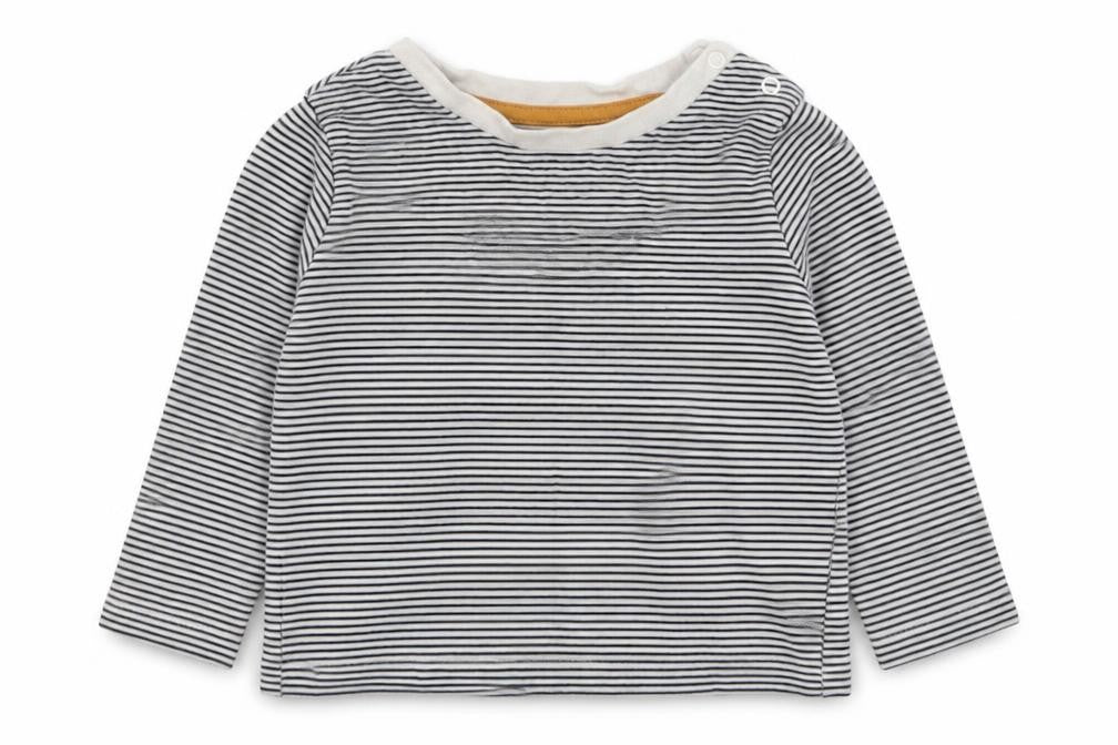Fred & Flo Boys Blue Striped  Basic T-Shirt Size 12-18 Months