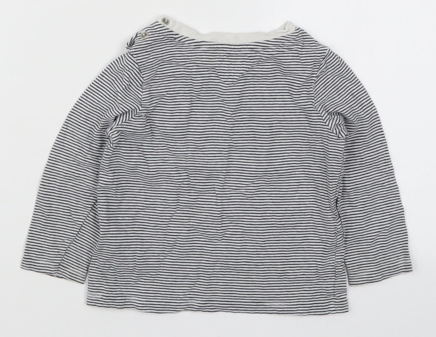 Fred & Flo Boys Blue Striped  Basic T-Shirt Size 12-18 Months