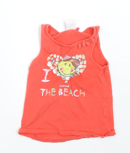 Additional front view of Smiley World girls’ orange basic tank, size 6, years