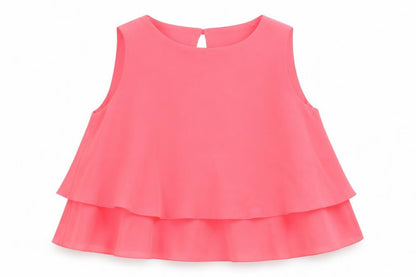 Front view of Candy Couture girls’ pink basic blouse, size 10-11, years