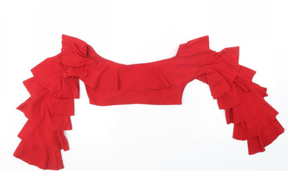 Additional front view of I SAW IT FIRST women’s red cropped t-shirt, size UK 6