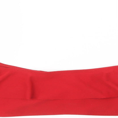 Close-up detail of I SAW IT FIRST women’s red cropped t-shirt, size UK 6