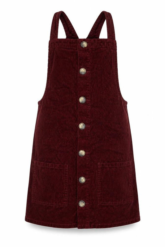 Denim Co. Womens Red  Velvet Pinafore/Dungaree Dress  Size 6