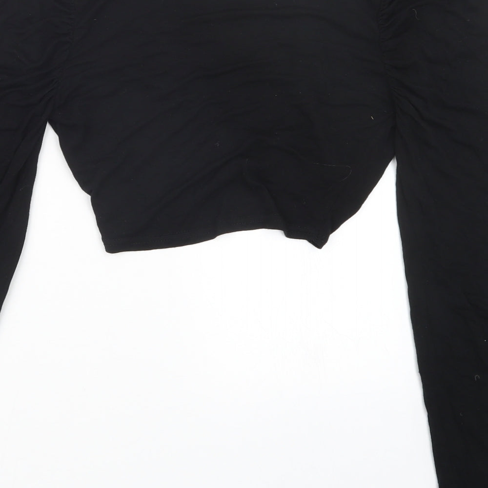 PRETTYLITTLETHING Womens Black   Cropped T-Shirt Size 8