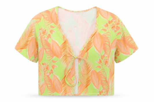 PRETTYLITTLETHING Womens Yellow Geometric  Cropped T-Shirt Size 12