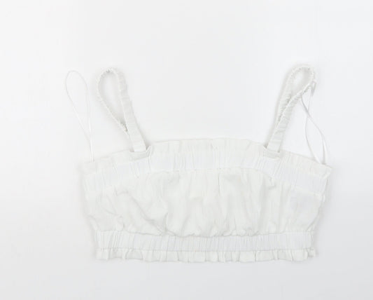 H&M Womens White   Cropped T-Shirt Size M