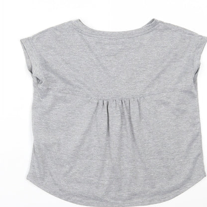 Brand and care label for Matalan girls’ grey pullover t-shirt, size 8-9, years