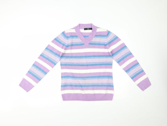 Isle Essentials Womens Multicoloured Striped  Pullover Jumper Size S