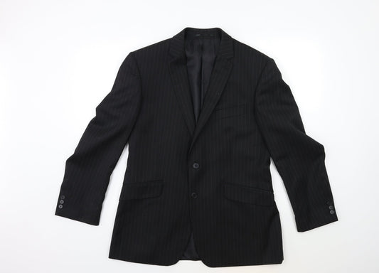 Burton Mens Black Striped  Jacket Suit Jacket Size 40